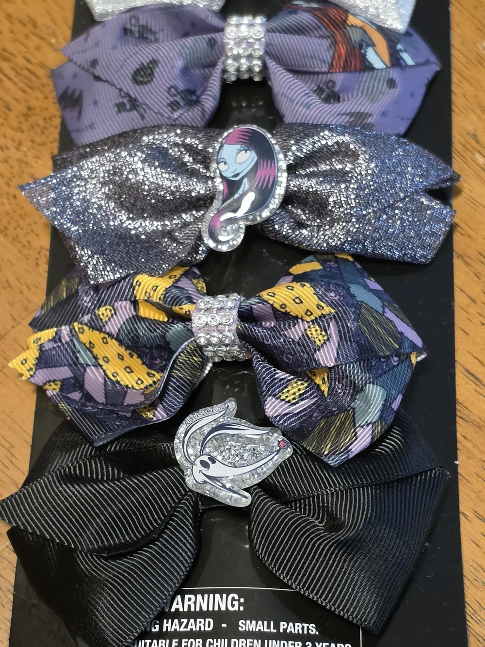 Nightmare Before Christmas Disney Hair Bow Set Purple & Silver NMBC Hair Bows